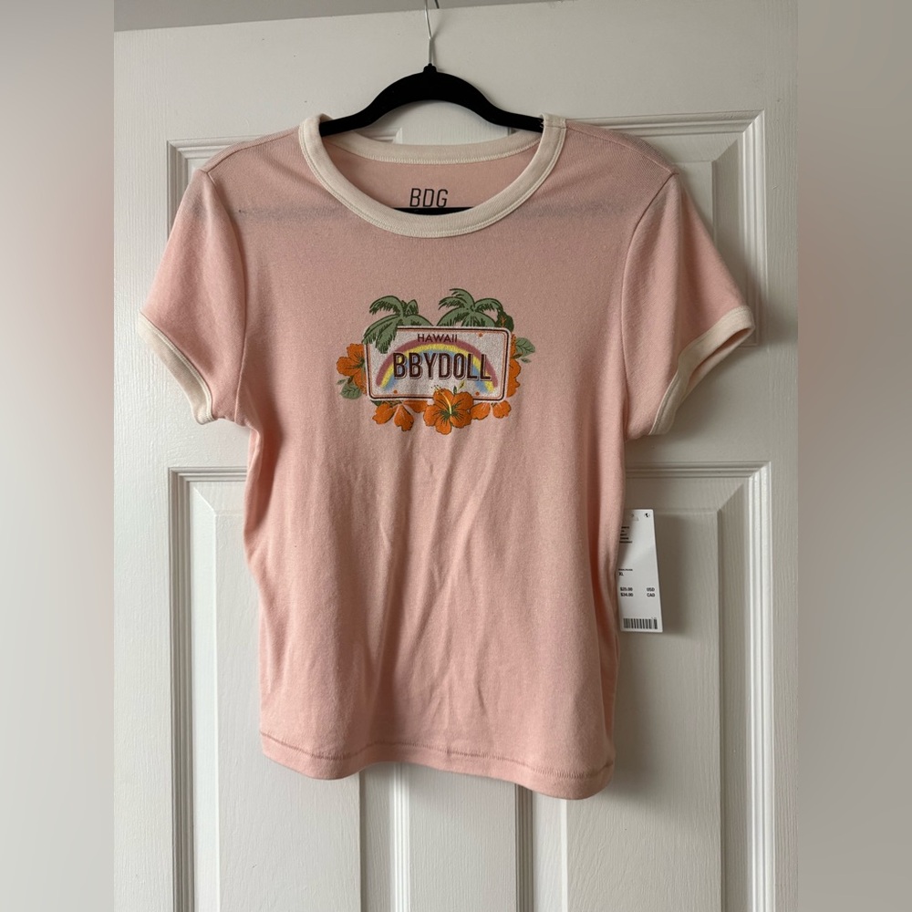 BDG Light Pink Tropical Graphic T-Shirt